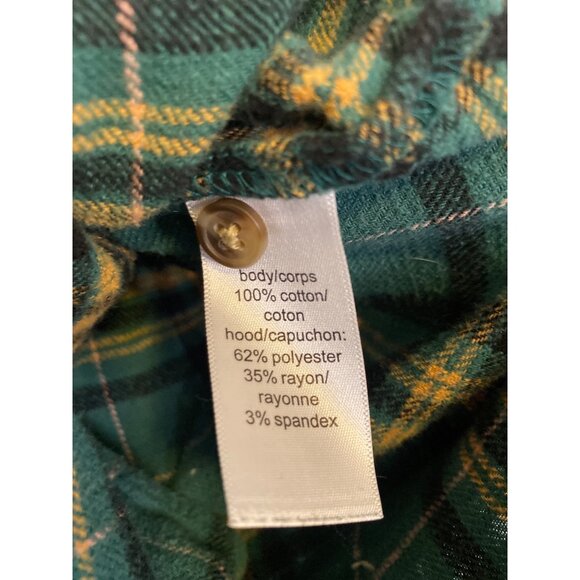 Maurices Women’s Plaid Button-Up Hoodie Shirt Green With Black Hood Size M - Picture 4 of 5